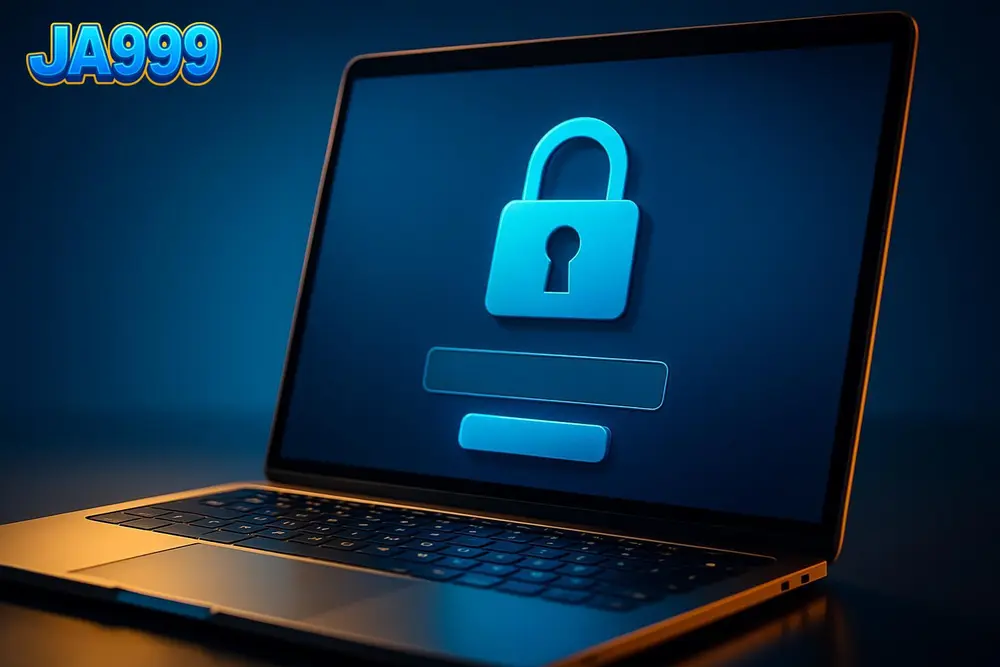 JA999 Login โ a laptop showing a secure sign-in page with a blue lock icon JA999 Login โ a laptop showing a secure sign-in page with a blue lock icon